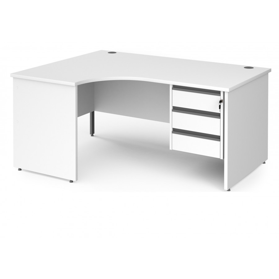 Harlow Panel End Ergonomic Desk with Three Drawer Pedestal